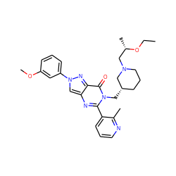 CCO[C@@H](C)CN1CCC[C@H](Cn2c(-c3cccnc3C)nc3cn(-c4cccc(OC)c4)nc3c2=O)C1 ZINC000169329331