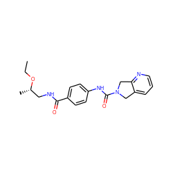 CCO[C@@H](C)CNC(=O)c1ccc(NC(=O)N2Cc3cccnc3C2)cc1 ZINC000166997159