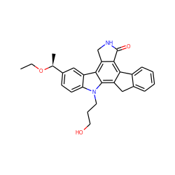 CCO[C@@H](C)c1ccc2c(c1)c1c3c(c4c(c1n2CCCO)Cc1ccccc1-4)C(=O)NC3 ZINC000013530124