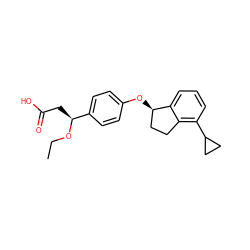 CCO[C@@H](CC(=O)O)c1ccc(O[C@@H]2CCc3c(C4CC4)cccc32)cc1 ZINC000116390348