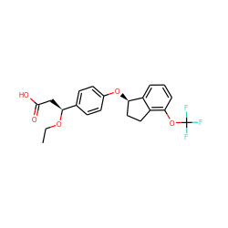 CCO[C@@H](CC(=O)O)c1ccc(O[C@@H]2CCc3c(OC(F)(F)F)cccc32)cc1 ZINC000116390328