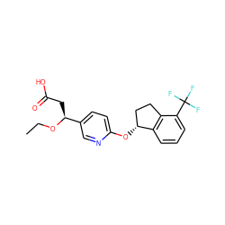 CCO[C@@H](CC(=O)O)c1ccc(O[C@@H]2CCc3c2cccc3C(F)(F)F)nc1 ZINC000473090773