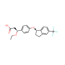 CCO[C@@H](CC(=O)O)c1ccc(O[C@@H]2CCc3cc(C(F)(F)F)ccc32)cc1 ZINC000116391380