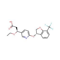 CCO[C@@H](CC(=O)O)c1ccc(O[C@@H]2COc3c2cccc3C(F)(F)F)nc1 ZINC000473096994