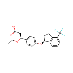 CCO[C@@H](CC(=O)O)c1ccc(O[C@H]2CCc3c2cccc3C(F)(F)F)cc1 ZINC000116389655