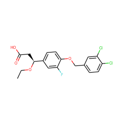 CCO[C@@H](CC(=O)O)c1ccc(OCc2ccc(Cl)c(Cl)c2)c(F)c1 ZINC000116391144