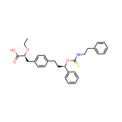 CCO[C@@H](Cc1ccc(CC[C@@H](OC(=S)NCCc2ccccc2)c2ccccc2)cc1)C(=O)O ZINC000028821994