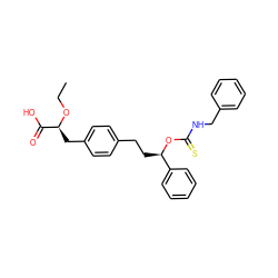 CCO[C@@H](Cc1ccc(CC[C@@H](OC(=S)NCc2ccccc2)c2ccccc2)cc1)C(=O)O ZINC000028821985