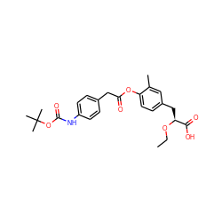 CCO[C@@H](Cc1ccc(OC(=O)Cc2ccc(NC(=O)OC(C)(C)C)cc2)c(C)c1)C(=O)O ZINC000114959481