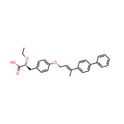 CCO[C@@H](Cc1ccc(OC/C=C(\C)c2ccc(-c3ccccc3)cc2)cc1)C(=O)O ZINC000003819472