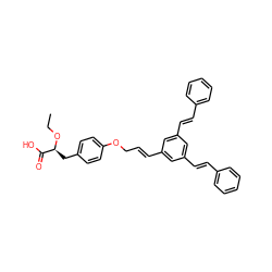 CCO[C@@H](Cc1ccc(OC/C=C/c2cc(/C=C/c3ccccc3)cc(/C=C/c3ccccc3)c2)cc1)C(=O)O ZINC000028948423