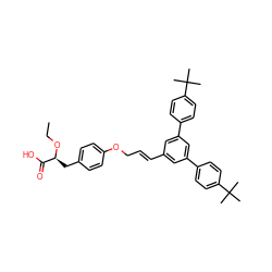 CCO[C@@H](Cc1ccc(OC/C=C/c2cc(-c3ccc(C(C)(C)C)cc3)cc(-c3ccc(C(C)(C)C)cc3)c2)cc1)C(=O)O ZINC000028948431