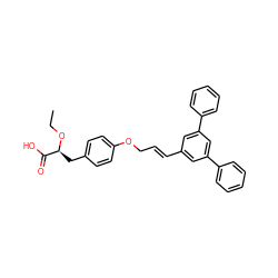 CCO[C@@H](Cc1ccc(OC/C=C/c2cc(-c3ccccc3)cc(-c3ccccc3)c2)cc1)C(=O)O ZINC000028948398