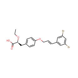 CCO[C@@H](Cc1ccc(OC/C=C/c2cc(Br)cc(Br)c2)cc1)C(=O)O ZINC000028948386