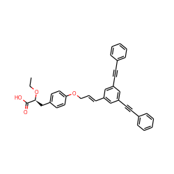 CCO[C@@H](Cc1ccc(OC/C=C/c2cc(C#Cc3ccccc3)cc(C#Cc3ccccc3)c2)cc1)C(=O)O ZINC000028948417