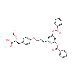 CCO[C@@H](Cc1ccc(OC/C=C/c2cc(OC(=O)c3ccccc3)cc(OC(=O)c3ccccc3)c2)cc1)C(=O)O ZINC000028948415