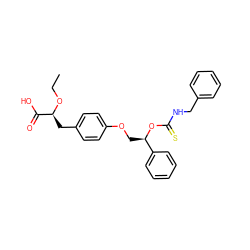 CCO[C@@H](Cc1ccc(OC[C@@H](OC(=S)NCc2ccccc2)c2ccccc2)cc1)C(=O)O ZINC000028822031