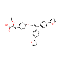 CCO[C@@H](Cc1ccc(OCC=C(c2ccc(-c3ccco3)cc2)c2ccc(-c3ccco3)cc2)cc1)C(=O)O ZINC000001549535