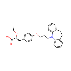 CCO[C@@H](Cc1ccc(OCCCN2c3ccccc3CCc3ccccc32)cc1)C(=O)O ZINC000012358188