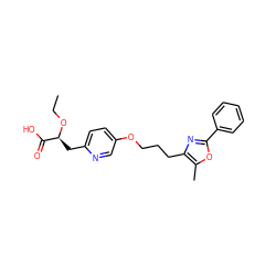 CCO[C@@H](Cc1ccc(OCCCc2nc(-c3ccccc3)oc2C)cn1)C(=O)O ZINC000034717777