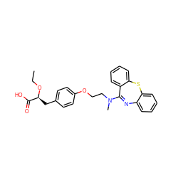 CCO[C@@H](Cc1ccc(OCCN(C)C2=Nc3ccccc3Sc3ccccc32)cc1)C(=O)O ZINC000101028267