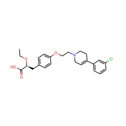 CCO[C@@H](Cc1ccc(OCCN2CC=C(c3cccc(Cl)c3)CC2)cc1)C(=O)O ZINC000040917966