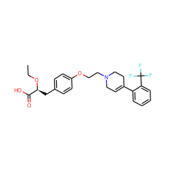 CCO[C@@H](Cc1ccc(OCCN2CC=C(c3ccccc3C(F)(F)F)CC2)cc1)C(=O)O ZINC000040918347