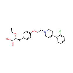 CCO[C@@H](Cc1ccc(OCCN2CC=C(c3ccccc3Cl)CC2)cc1)C(=O)O ZINC000040408938