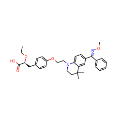 CCO[C@@H](Cc1ccc(OCCN2CCC(C)(C)c3cc(/C(=N/OC)c4ccccc4)ccc32)cc1)C(=O)O ZINC000034638474