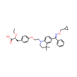 CCO[C@@H](Cc1ccc(OCCN2CCC(C)(C)c3cc(/C(=N/OCC4CC4)c4ccccc4)ccc32)cc1)C(=O)O ZINC000042965122