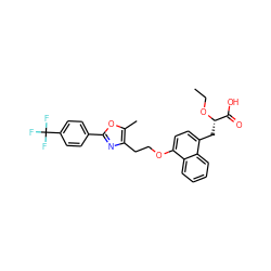 CCO[C@@H](Cc1ccc(OCCc2nc(-c3ccc(C(F)(F)F)cc3)oc2C)c2ccccc12)C(=O)O ZINC000040410758