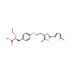 CCO[C@@H](Cc1ccc(OCCc2nc(-c3ccc(C)s3)oc2C)cc1)C(=O)O ZINC000072107800