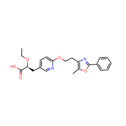 CCO[C@@H](Cc1ccc(OCCc2nc(-c3ccccc3)oc2C)nc1)C(=O)O ZINC000034717746