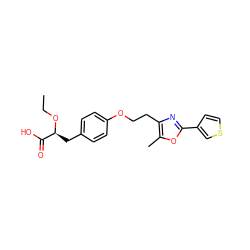 CCO[C@@H](Cc1ccc(OCCc2nc(-c3ccsc3)oc2C)cc1)C(=O)O ZINC000072108212