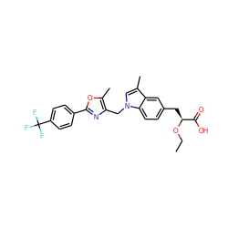 CCO[C@@H](Cc1ccc2c(c1)c(C)cn2Cc1nc(-c2ccc(C(F)(F)F)cc2)oc1C)C(=O)O ZINC000034717695