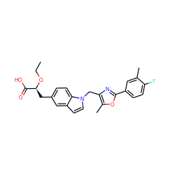 CCO[C@@H](Cc1ccc2c(ccn2Cc2nc(-c3ccc(F)c(C)c3)oc2C)c1)C(=O)O ZINC000003942736