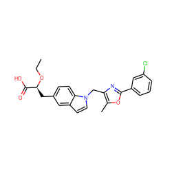 CCO[C@@H](Cc1ccc2c(ccn2Cc2nc(-c3cccc(Cl)c3)oc2C)c1)C(=O)O ZINC000034717689