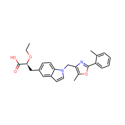 CCO[C@@H](Cc1ccc2c(ccn2Cc2nc(-c3ccccc3C)oc2C)c1)C(=O)O ZINC000034717676