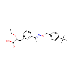 CCO[C@@H](Cc1cccc(/C(C)=N/OCc2ccc(C(C)(C)C)cc2)c1)C(=O)O ZINC000040939500