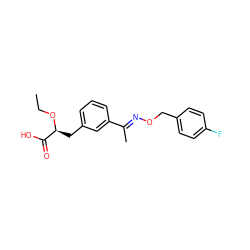 CCO[C@@H](Cc1cccc(/C(C)=N/OCc2ccc(F)cc2)c1)C(=O)O ZINC000040423420