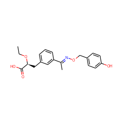 CCO[C@@H](Cc1cccc(/C(C)=N/OCc2ccc(O)cc2)c1)C(=O)O ZINC000045497234