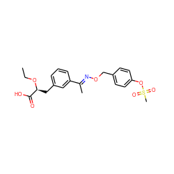 CCO[C@@H](Cc1cccc(/C(C)=N/OCc2ccc(OS(C)(=O)=O)cc2)c1)C(=O)O ZINC000040939498