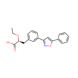 CCO[C@@H](Cc1cccc(-c2cc(-c3ccccc3)on2)c1)C(=O)O ZINC000040950935