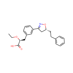 CCO[C@@H](Cc1cccc(C2=NO[C@H](CCc3ccccc3)C2)c1)C(=O)O ZINC000045483999