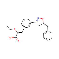 CCO[C@@H](Cc1cccc(C2=NO[C@H](Cc3ccccc3)C2)c1)C(=O)O ZINC000040420854