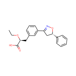 CCO[C@@H](Cc1cccc(C2=NO[C@H](c3ccccc3)C2)c1)C(=O)O ZINC000040423580