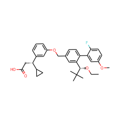 CCO[C@@H](c1cc(COc2cccc([C@@H](CC(=O)O)C3CC3)c2)ccc1-c1cc(OC)ccc1F)C(C)(C)C ZINC000141919881