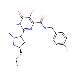 CCO[C@@H]1C[C@@H](c2nc(C(=O)NCc3ccc(F)cc3)c(O)c(=O)n2C)N(C)C1 ZINC000014979213