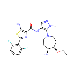 CCO[C@@H]1CCN(c2c(NC(=O)c3nc(-c4c(F)cccc4F)sc3N)cnn2C)CC[C@@H]1N ZINC000169699436