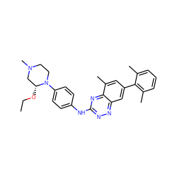 CCO[C@@H]1CN(C)CCN1c1ccc(Nc2nnc3cc(-c4c(C)cccc4C)cc(C)c3n2)cc1 ZINC000037858306